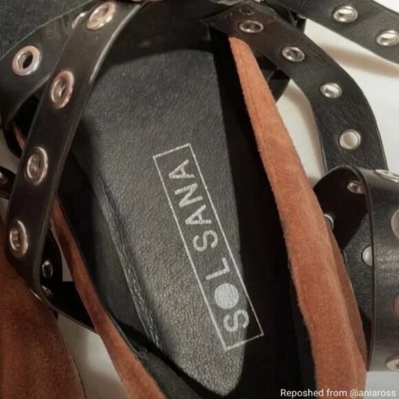 Sol Sana Miro Buckle Brown Suede Flats - Picture 7 of 10